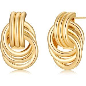 Women's Chunky Lightweight Trendy Gold Jewelry Earrings 14k Gold Plated